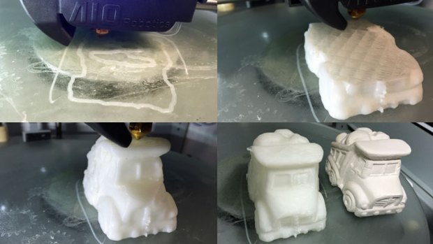 Scanning and printing a clay dumptruck produced much better results, but if you look closer there are still issues.