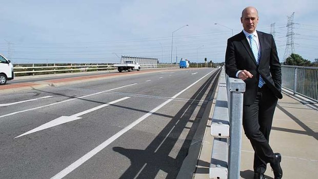 WA Transport Minister Dean Nalder at the Russell Road bridge.
