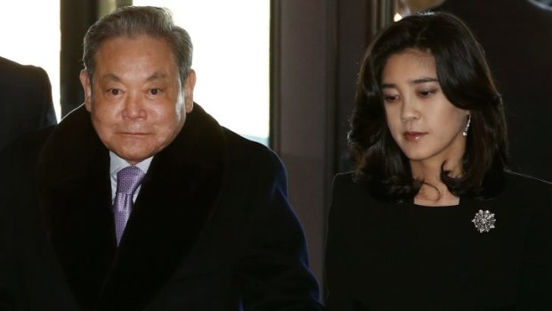 Samsung chairman Lee Kun Hee with his daughter Lee Boo Jin earlier this year.