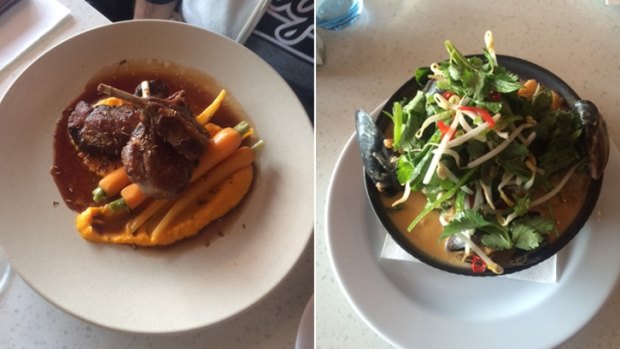 The rack of lamb and laksa at the Secret Harbour venue that scored highly with Karl Langdon. 