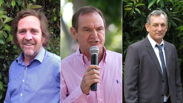 Ipswich's mayoral candidates Peter Luxton, Paul Pisasale and Gary Duffy.