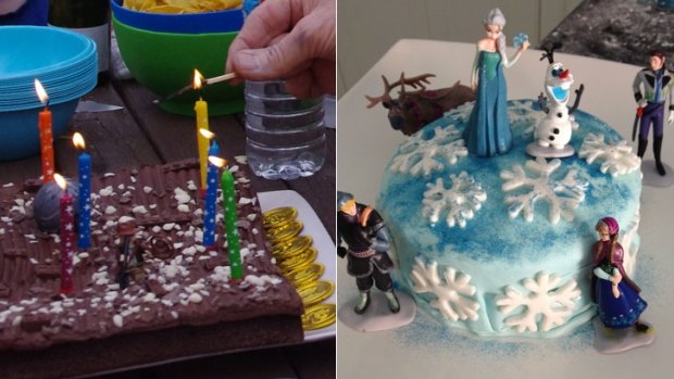 We got there in the end: My Lego Indiana Jones cake and the Frozen-themed cake. 