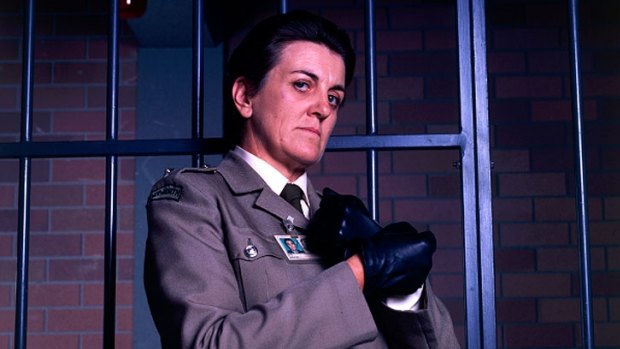 Maggie Kirkpatrick as Joan Ferguson, aka 'The Freak', in <i>Prisoner</i>.