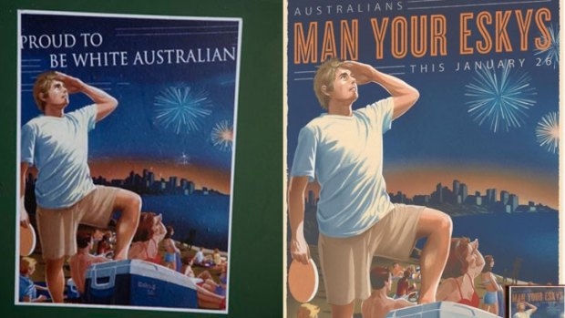 The poster in Fremantle and the original, by an Australian design firm. 