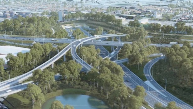 The size of the WestConnex interchange at St Peters has angered many residents. 