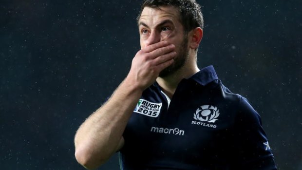 Greig Laidlaw feels the pain after Scotland's loss to the Wallabies last year.