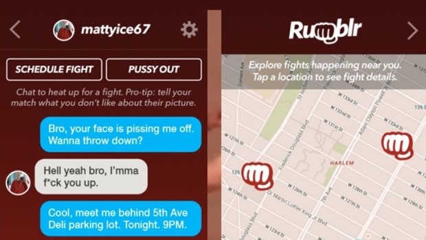 Screenshot of the Rumblr app.