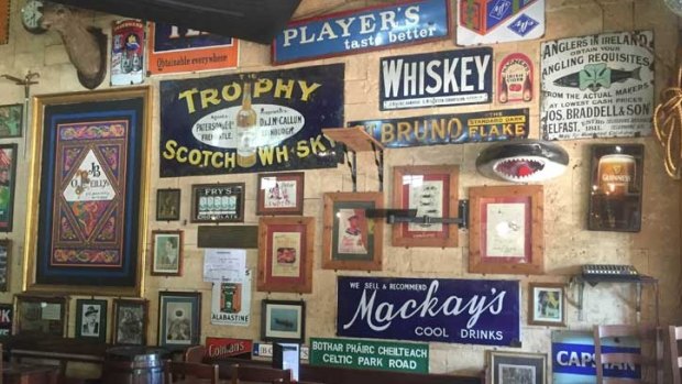 Some of the vintage tobacco signs hanging up in J.B. O'Reilly's 