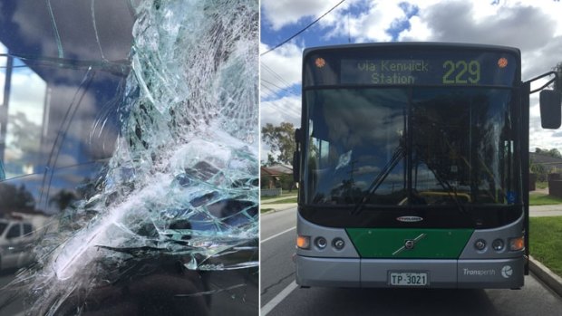 The Transperth windscreen was shattered by the alleged attack