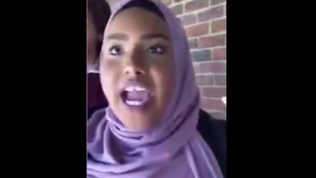 A Muslim woman serves it up to a right-wing supporter at Curtin University.