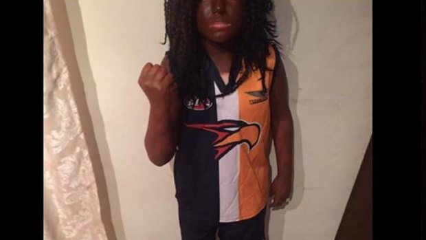 Book Week blackface: The boy dressed up as AFL footballer Nic Naitanui.
