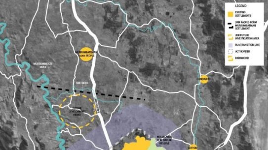 The Yass council's proposed 5km buffer north of the ACT's border.