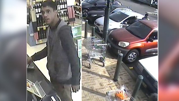 A suspect thief using a stolen bank card inside a Fremantle liquor store.