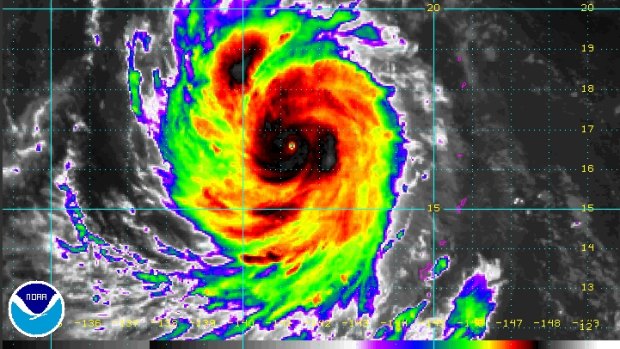 Infrared image of Typhoon Goni.