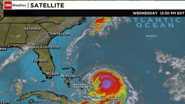 A satellite image of Hurricane Joaquin, moving towards the Bahamas on Wednesday.
