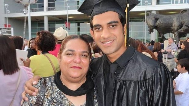 Asher Abid Khan and his mother at his high school graduation.