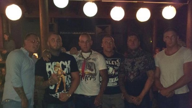 Rebels bikie club members Michael Davey (second from left) and Mark Easter (second from right) were both shot dead in separate murders.