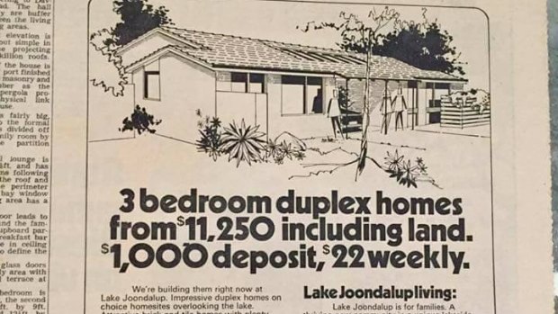The three-bedroom house and land packages for sale in Lake Joondalup in 1971. 
