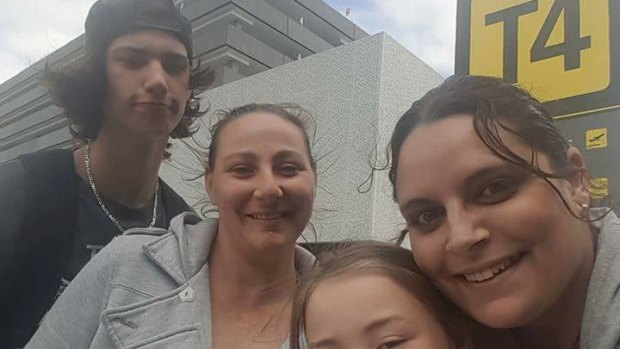 A picture of victim Rebecca Larrigan [left] and partnet Amy Drysdale with their children Hayden, Talia and Alex taken before the Flinders St attack. 