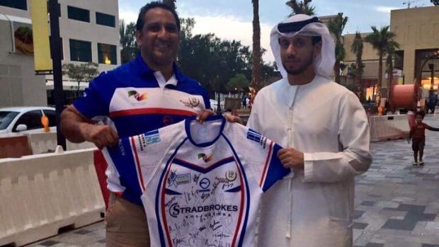 WRL's Ikram Butt with a representative of the UAE rugby union.