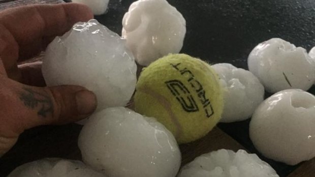 Hail the size of tennis balls fell at Kandanga, near the Sunshine Coast, on Thursday.