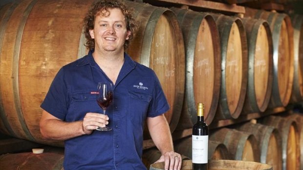 Deep Woods winemaker Julian Langworthy with the cabernet that won Australia's most sought-after wine award.