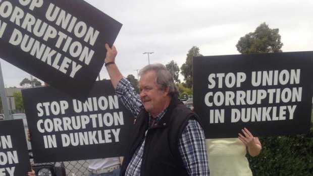 Barrie Macmillan at an anti union-corruption rally.