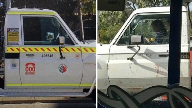 The stolen ute, left, and the vehicle involved in the alleged fuel drive-off.