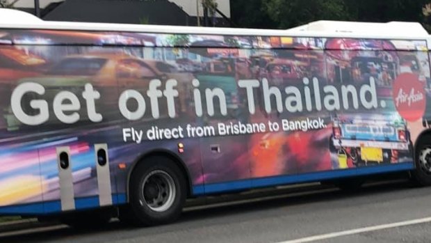 The council bus was spotted carrying the "inappropriate" advertisement across Brisbane.
