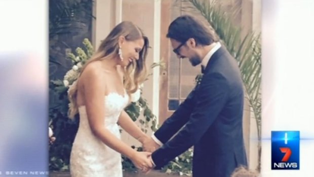 At their pub ceremony: Carli and Ennis Cehic.