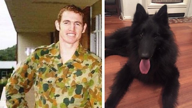 Ex-soldier Shane Van Duren and his dog, Kalu,  which has since been returned to him. 