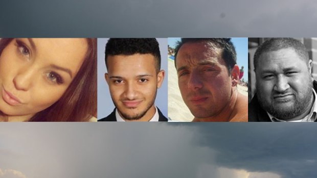 Four of the nine  people who died in last year's thunderstorm asthma epidemic: Hope Carnevali (left), Omar Moujalled, Apollo Papadopoulos, and Clarence Leo.