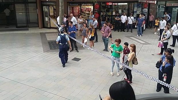 Police cordon off Westfield Hornsby after the alleged bomb hoax.