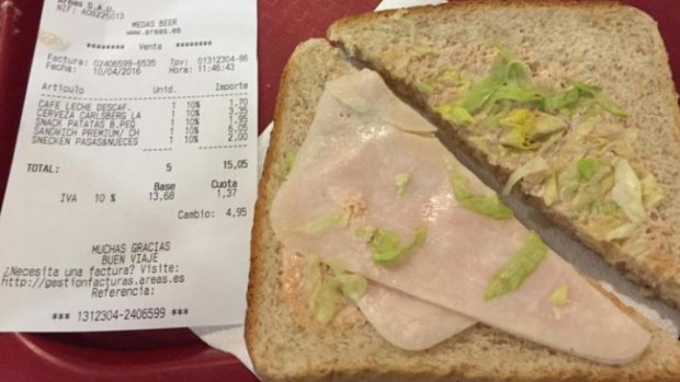 The "premium ham sandwich" from Ibiza airport.