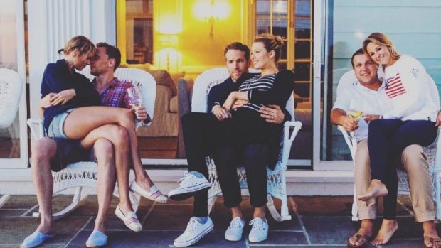 Hiddleswift (left) entertained friends at their Fourth of July party, as well as the rest of the world on Instagram.