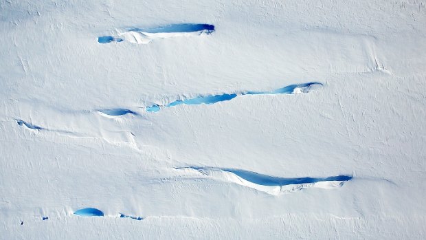 Sheets of ice breaking up and melting in the George VI Sound Ice Shelf. 