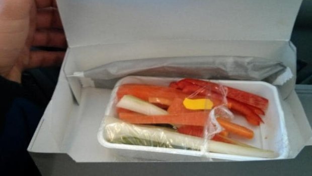 The vegetarian meal a passenger was served on Aegean Airlines.