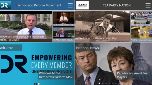 The Democratic Reform Movement is campaigning with an app used by the organisation behind the 2010 National Tea Party Convention. 