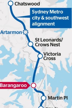 The Sydney Metro city and south-west alignment.