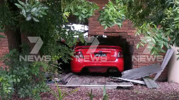 The allegedly stolen car crashed into the kindergarten during the early hours of Wednesday morning.