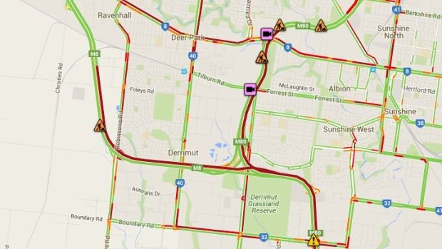 Traffic was banked back for more than 5 kilometres on the Western Ring Road during peak hour.
