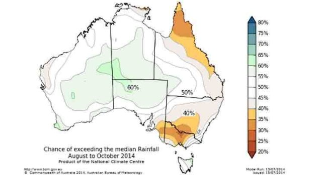 Most of eastern Australia can expect a dry-than-average coming three months.