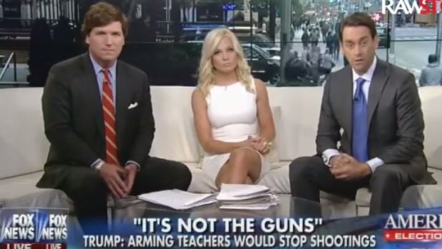 Tucker Carlson, Anna Kooiman and Clayton Morris on Fox & Friends.