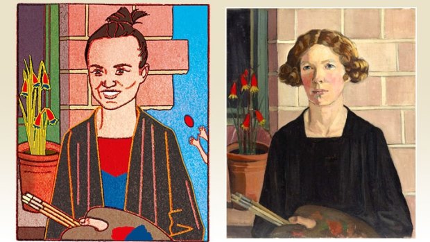 Spirited: Demons No.1 pick Daisy Pearce, left, and original Margaret Preston self-portrait.