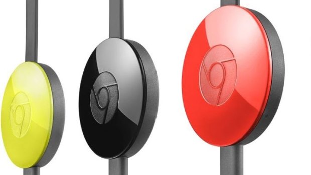 The second-gen Chromecast comes in a choice of three colours, not that you're likely to see it often.