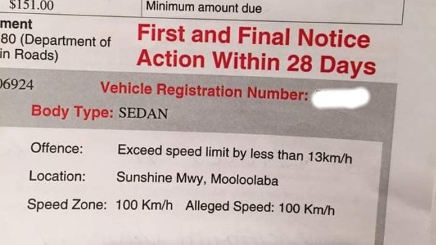 A Sunshine Coast man has been fined $151 for travelling at the speed limit.