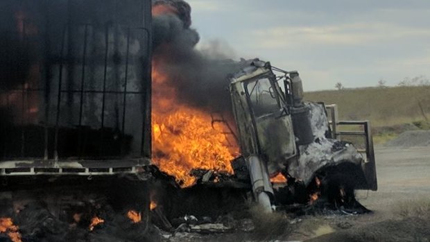 A truck is ablaze on the Great Northern Highway. 