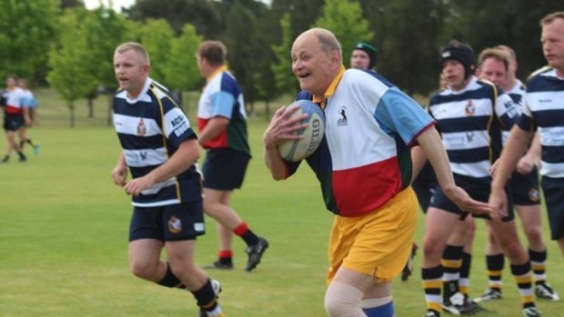 Golden oldie: ACT Veterans rugby player Ian Wells passed away last week aged 81.