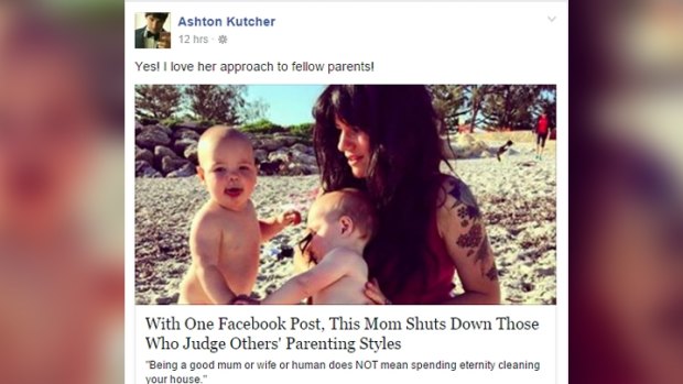 Ashton Kutcher's Facebook post.