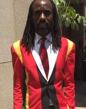 Zimbabwean legislation Trevor Saruwaka in his offending flag-themed suit jacket.